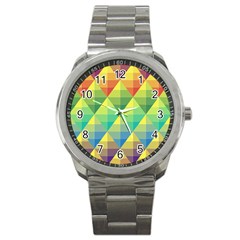 Background Colorful Geometric Sport Metal Watch by Simbadda