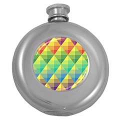 Background Colorful Geometric Round Hip Flask (5 Oz)