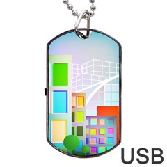 City Modern Business Skyscrapers Dog Tag Usb Flash (one Side) by Simbadda