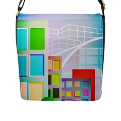 City Modern Business Skyscrapers Flap Closure Messenger Bag (l) by Simbadda