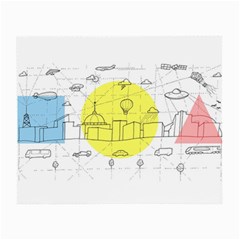 Urban City Skyline Sketch Small Glasses Cloth by Simbadda