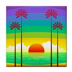 Seaside Sunrise Colorful Ocean Sea Face Towel by Simbadda