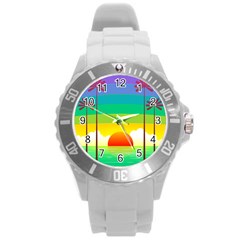 Seaside Sunrise Colorful Ocean Sea Round Plastic Sport Watch (l) by Simbadda