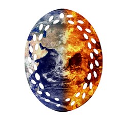 Earth World Globe Universe Space Ornament (oval Filigree) by Simbadda