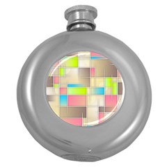 Background Abstract Grid Round Hip Flask (5 Oz)