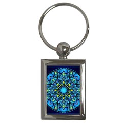 Mandala Blue Abstract Circle Key Chain (rectangle) by Simbadda