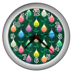 Tulips Seamless Pattern Background Wall Clock (silver)