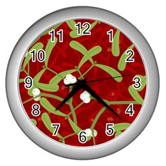 Mistletoe Christmas Texture Advent Wall Clock (silver)