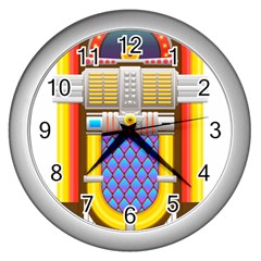 Jukebox Music Record Player Retro Wall Clock (silver)