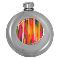 Background Abstract Colorful Round Hip Flask (5 Oz)