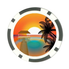 Sunset Beach Beach Palm Ocean Poker Chip Card Guard (10 Pack) by Simbadda