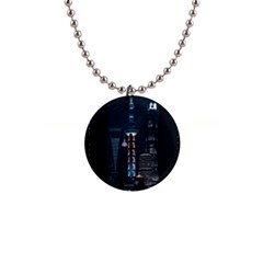 Lighted Tower Beside Building 1  Button Necklace