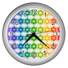 Background Colorful Geometric Wall Clock (silver)