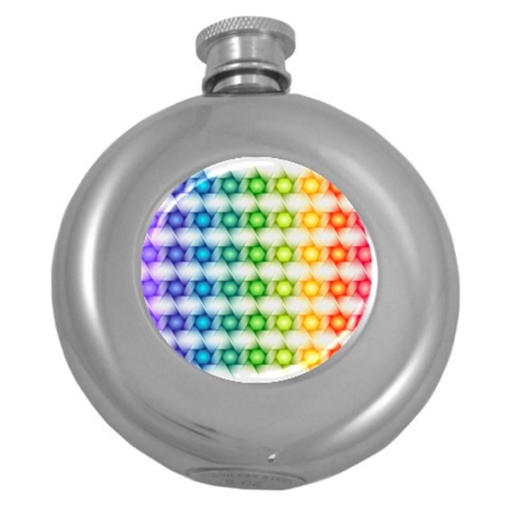 Background Colorful Geometric Round Hip Flask (5 oz)