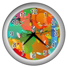 Background Colorful Abstract Wall Clock (silver)