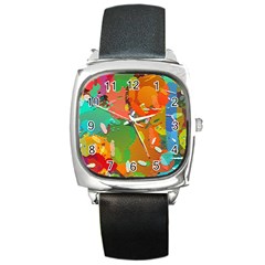 Background Colorful Abstract Square Metal Watch by Simbadda