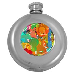 Background Colorful Abstract Round Hip Flask (5 Oz)