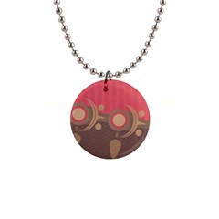Background Tribal Ethnic Red Brown 1  Button Necklace