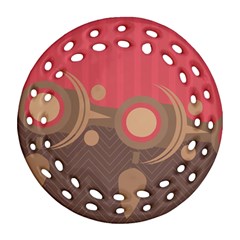Background Tribal Ethnic Red Brown Round Filigree Ornament (two Sides) by Simbadda