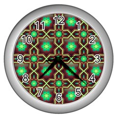 Pattern Background Bright Brown Wall Clock (silver)