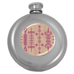 Background Non Seamless Pattern Round Hip Flask (5 Oz)