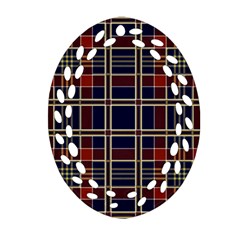 Plaid Tartan Scottish Navy Gold Ornament (oval Filigree)