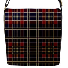 Plaid Tartan Scottish Navy Gold Flap Closure Messenger Bag (s) by Simbadda