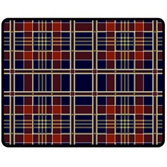Plaid Tartan Scottish Navy Gold Double Sided Fleece Blanket (medium) 