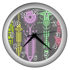 Background Non Seamless Pattern Wall Clock (silver)