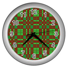 Lumberjack Plaid Buffalo Plaid Wall Clock (silver)