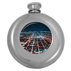 Aerial Shot Of Buildings Round Hip Flask (5 Oz)