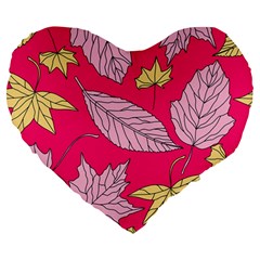 Autumn Dried Leaves Dry Nature Large 19  Premium Heart Shape Cushions by Simbadda
