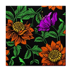 Floral Background Drawing Tile Coasters