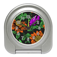 Floral Background Drawing Travel Alarm Clock