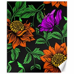 Floral Background Drawing Canvas 8  x 10 