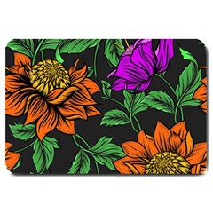 Floral Background Drawing Large Doormat 