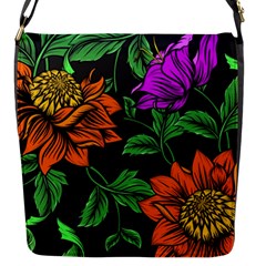 Floral Background Drawing Flap Closure Messenger Bag (S)