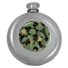 Autumn Fallen Leaves Dried Leaves Round Hip Flask (5 Oz)
