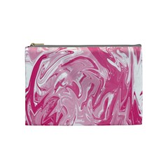 Marble Painting Texture Pattern Pink Cosmetic Bag (medium) by Simbadda