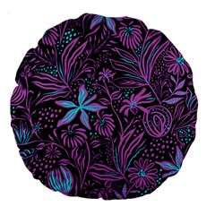 Stamping Pattern Leaves Drawing Large 18  Premium Round Cushions by Simbadda