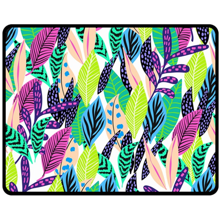 Leaves Drawing Pattern Nature Double Sided Fleece Blanket (Medium) 