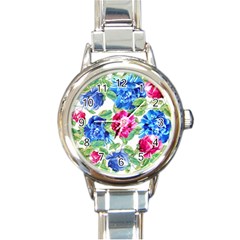 Flowers Floral Picture Flower Round Italian Charm Watch by Simbadda