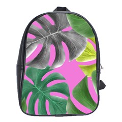 Tropical Greens Leaves Design School Bag (xl) by Simbadda