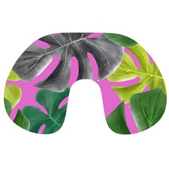 Tropical Greens Leaves Design Travel Neck Pillow by Simbadda