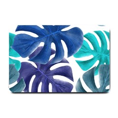 Leaves Tropical Blue Green Nature Small Doormat  by Simbadda