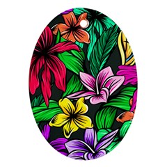 Hibiscus Flower Plant Tropical Oval Ornament (two Sides) by Simbadda