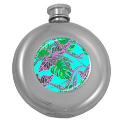 Painting Oil Leaves Reason Pattern Round Hip Flask (5 Oz) by Simbadda