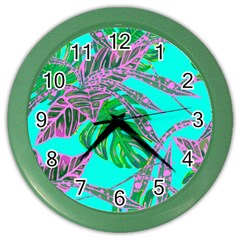 Painting Oil Leaves Reason Pattern Color Wall Clock by Simbadda