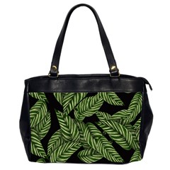 Leaves Black Background Pattern Oversize Office Handbag (2 Sides)