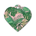 Tropical Greens Leaves Design Dog Tag Heart (One Side) Front